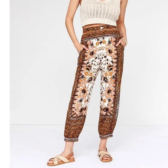 Anthropologie Pants - Anthropologie Brown Boho Mixed Print Jogger Pants